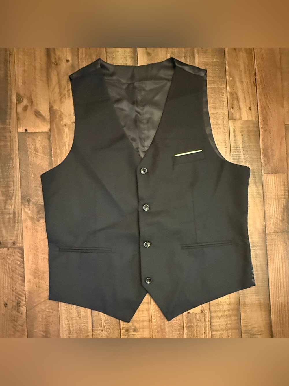 WULFUL Men’s Black Dress Vest – Size Large – Adjustable Back- New